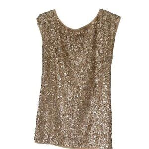 Alice + Olivia Casey off the shoulder sequin tee in eggshell x-small NWT gold